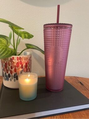 Starbucks Fall 2023 Maroon Berry Grid Soft Touch Venti Tumbler